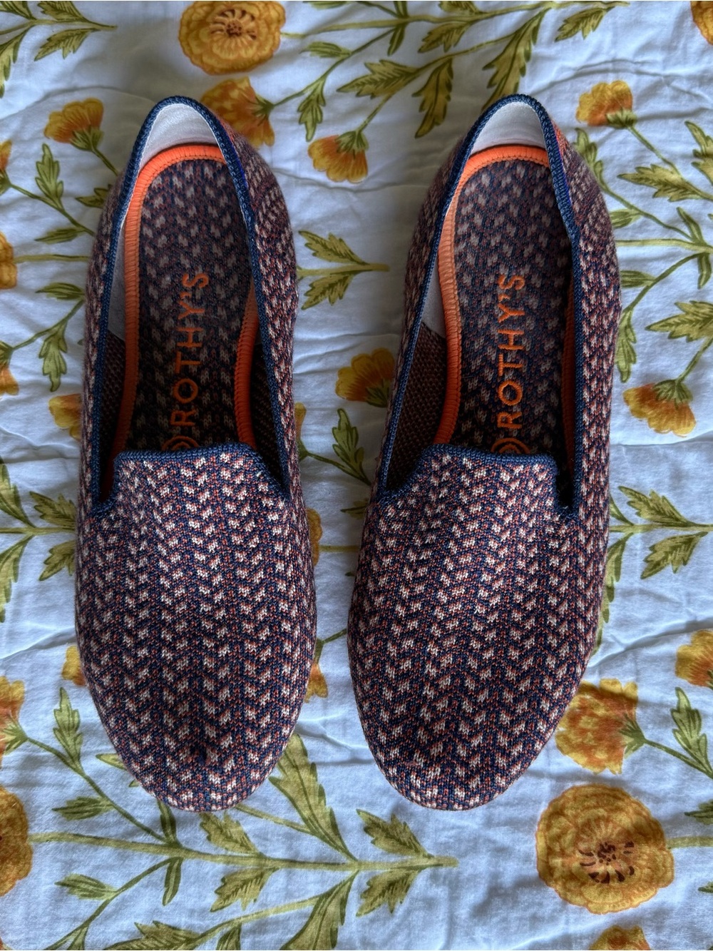 Rothy's Multicolor Knit Slip-On Loafers with Navy Trim